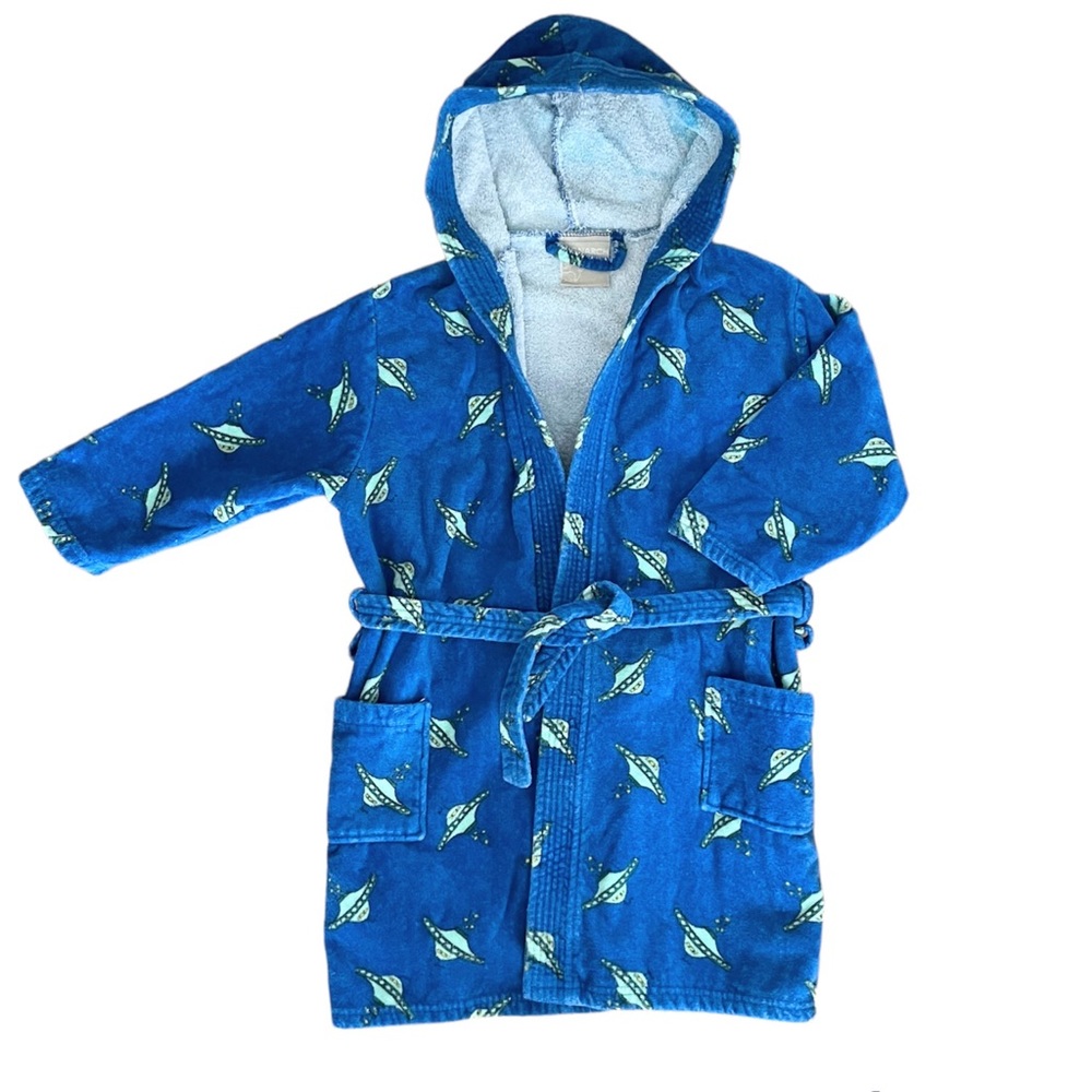 Monarch Kids Robe UFOs Space Terry Blue Belt Pockets Alien Hood Swimming Bath